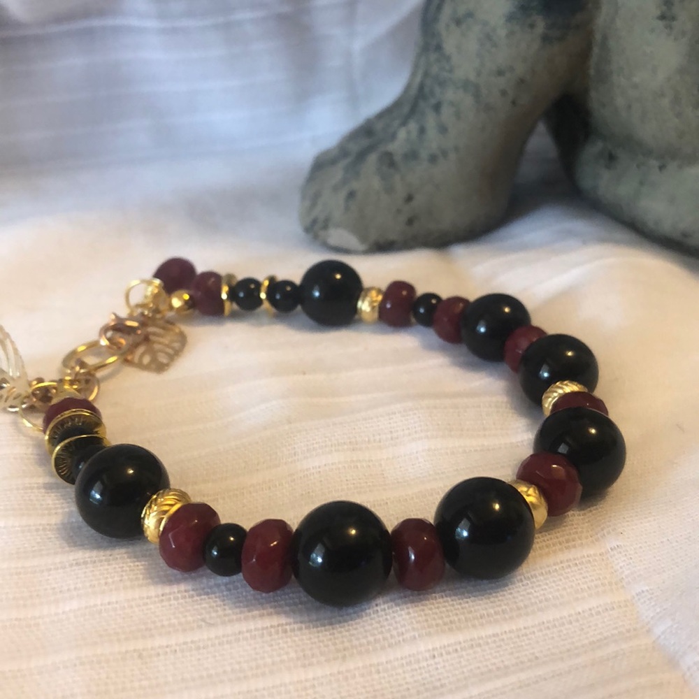 Red Ruby Black Onyx Bracelet - image 4